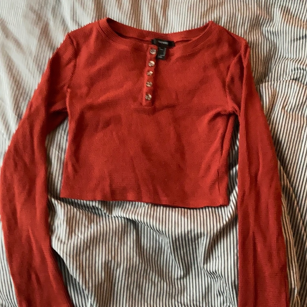 Forever 21 Henley crop top sz M